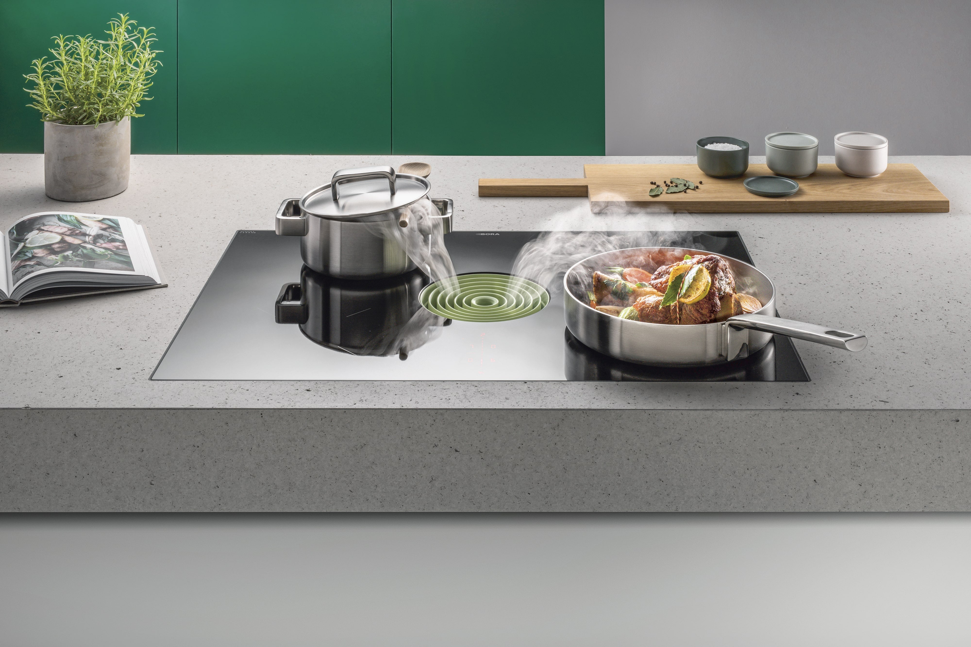 PURE - Table de cuisson induction avec dispositif aspirant (évacuation d'air)