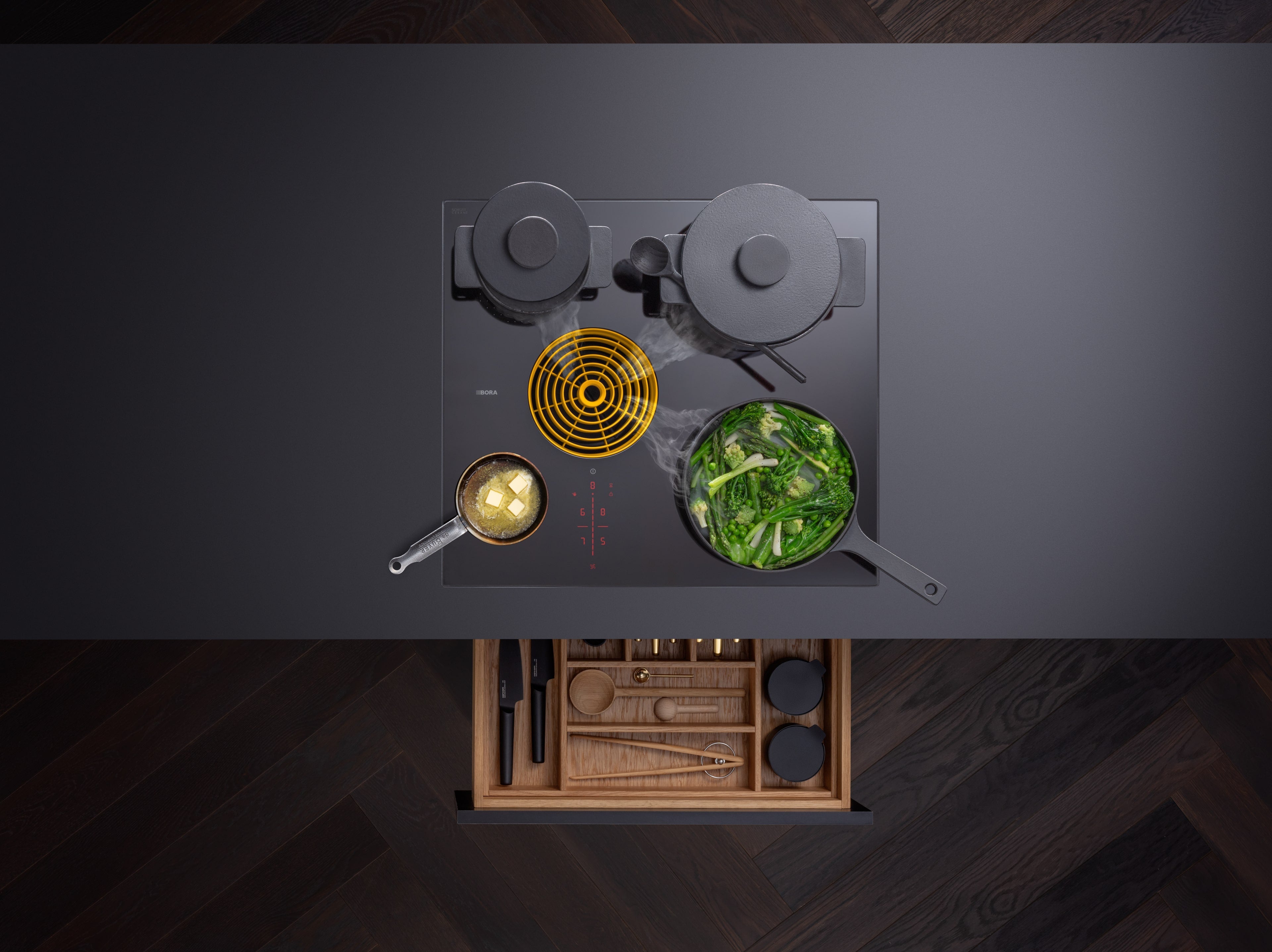 S PURE - Table de cuisson induction avec dispositif aspirant (évacuation d'air)