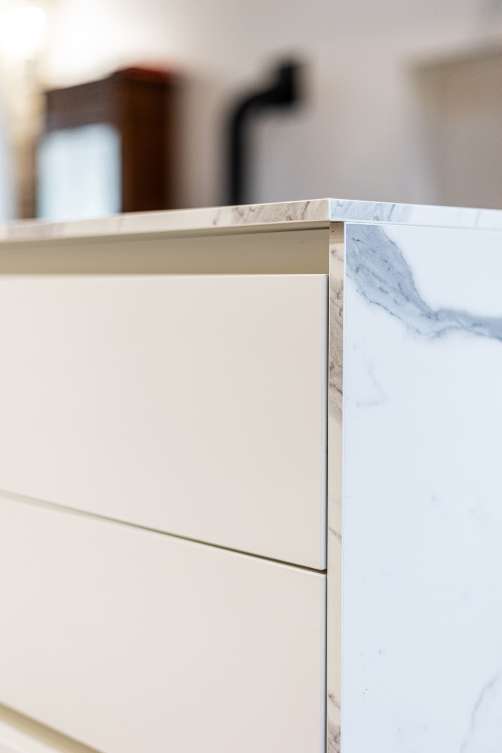 Plan de travail en compact effet marbre