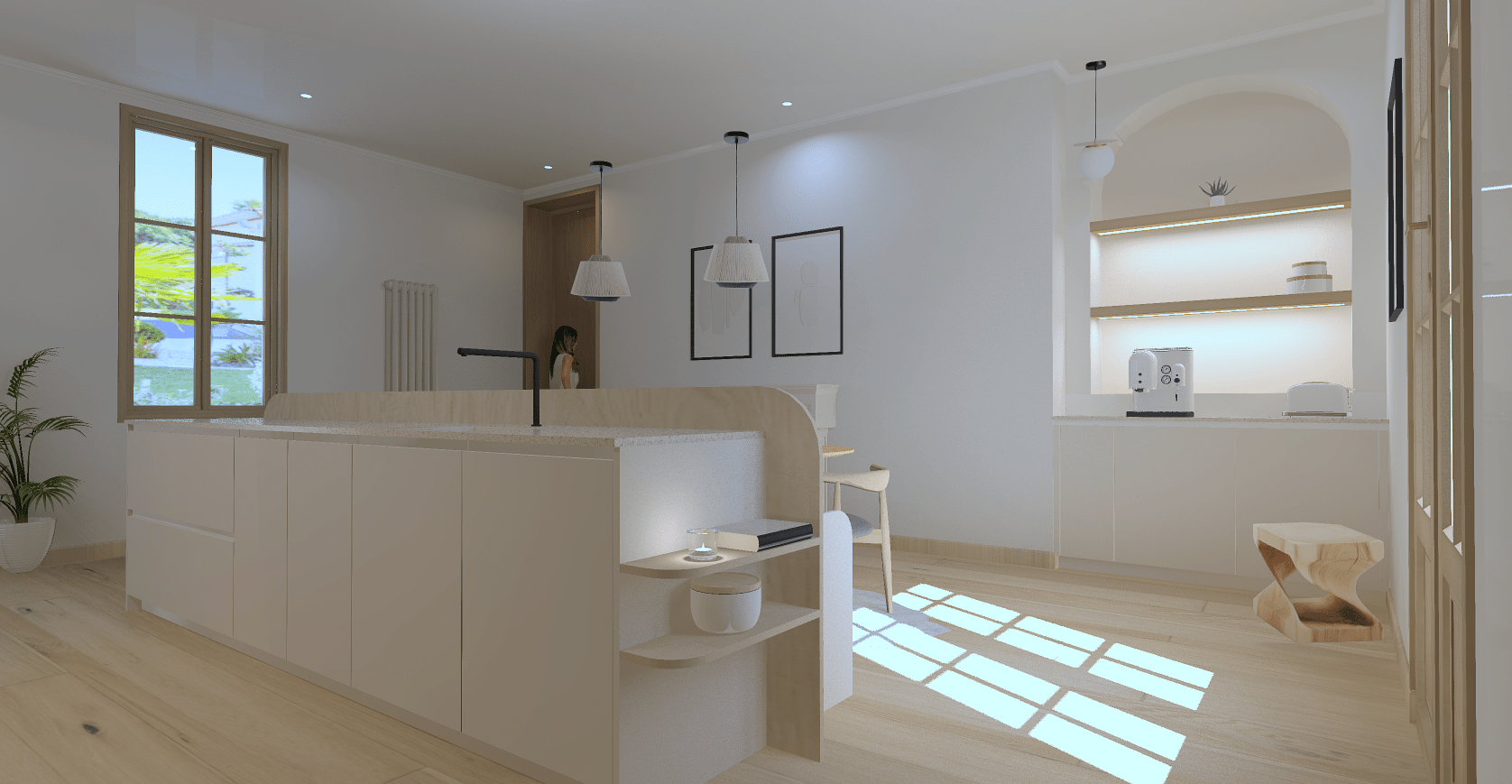 Adosser une banquette sur mesure à un ilot de cuisine