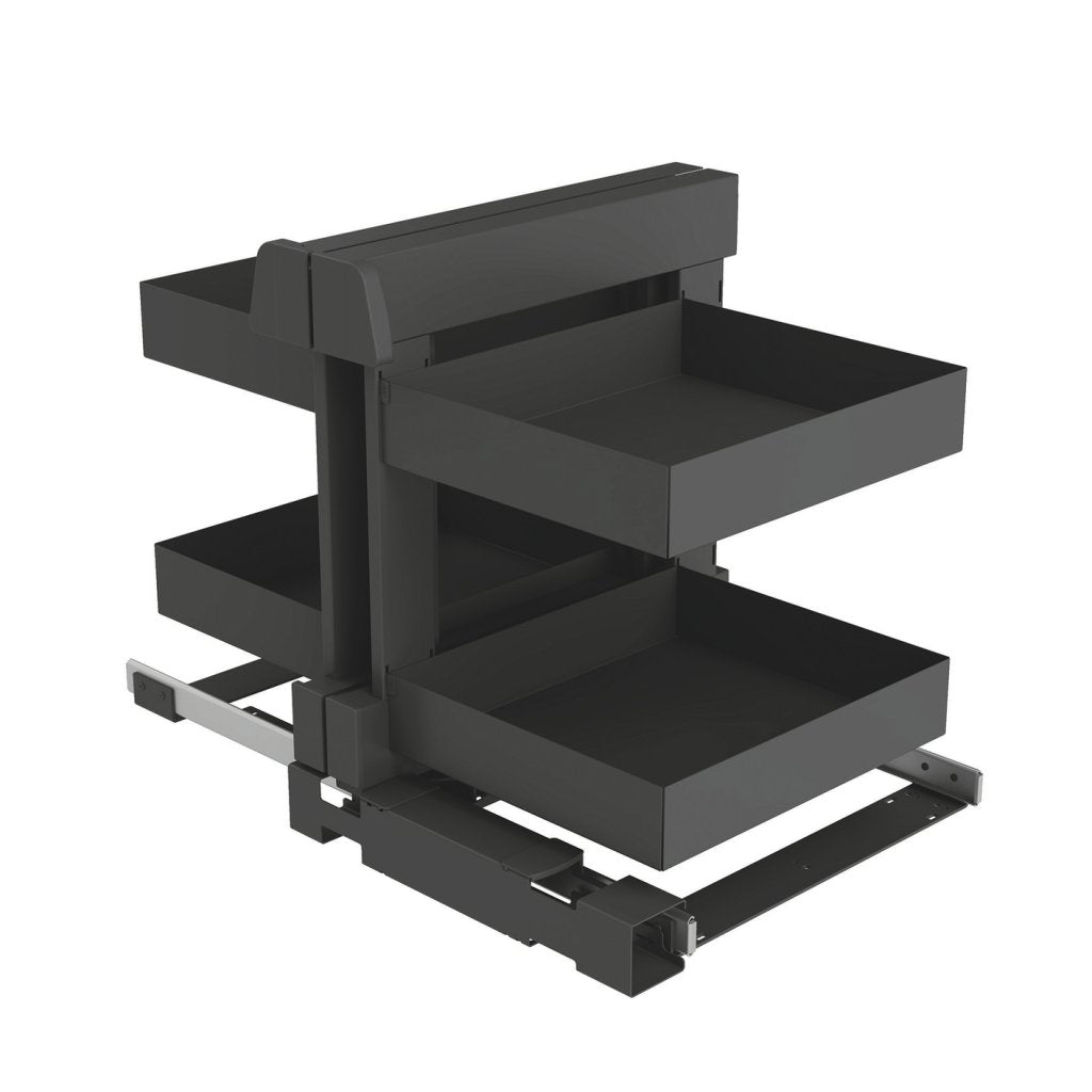 Aménagement de meuble d'angle réversible composé de 4 paniers pour meuble de 1200mm - finition gris orion - profondeur 500mm - porte de 600mm minimum
