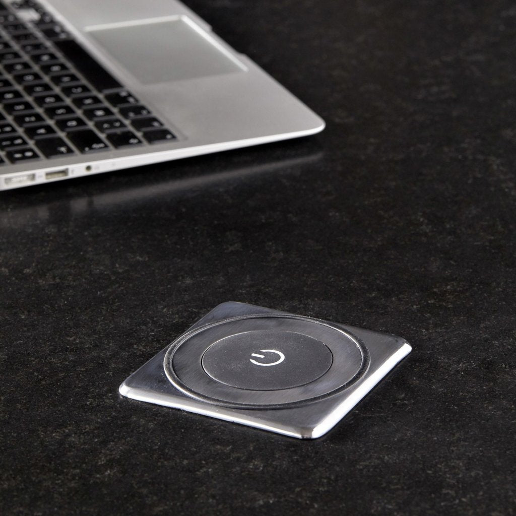 Bloc 2 prises + 2 USB (2A + 5V) autoMATICK rétractable - inox brossé