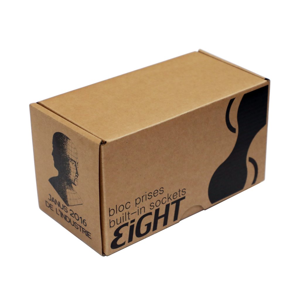 Bloc 2 prises EIGHT IP44 rectangulaire affleurant à encastrer dans un plan de travail de 5 à 40mm - finition noir mat - 16A - 230V - 2P+T