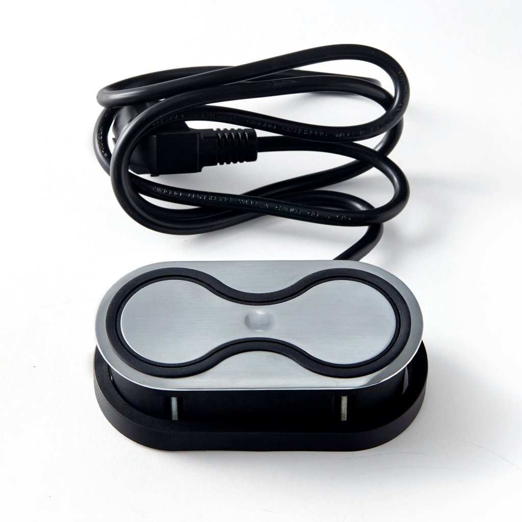 Bloc 2 prises EIGHT IP44 affleurant à encastrer dans un plan de travail de 5 à 40mm - finition inox brossé - 16A - 230V - 2P+T