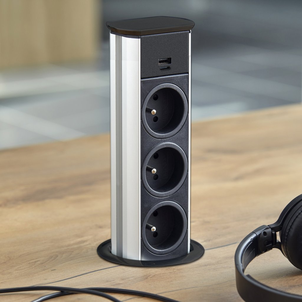 Bloc prises BRICK USB-AC rétractable- NM