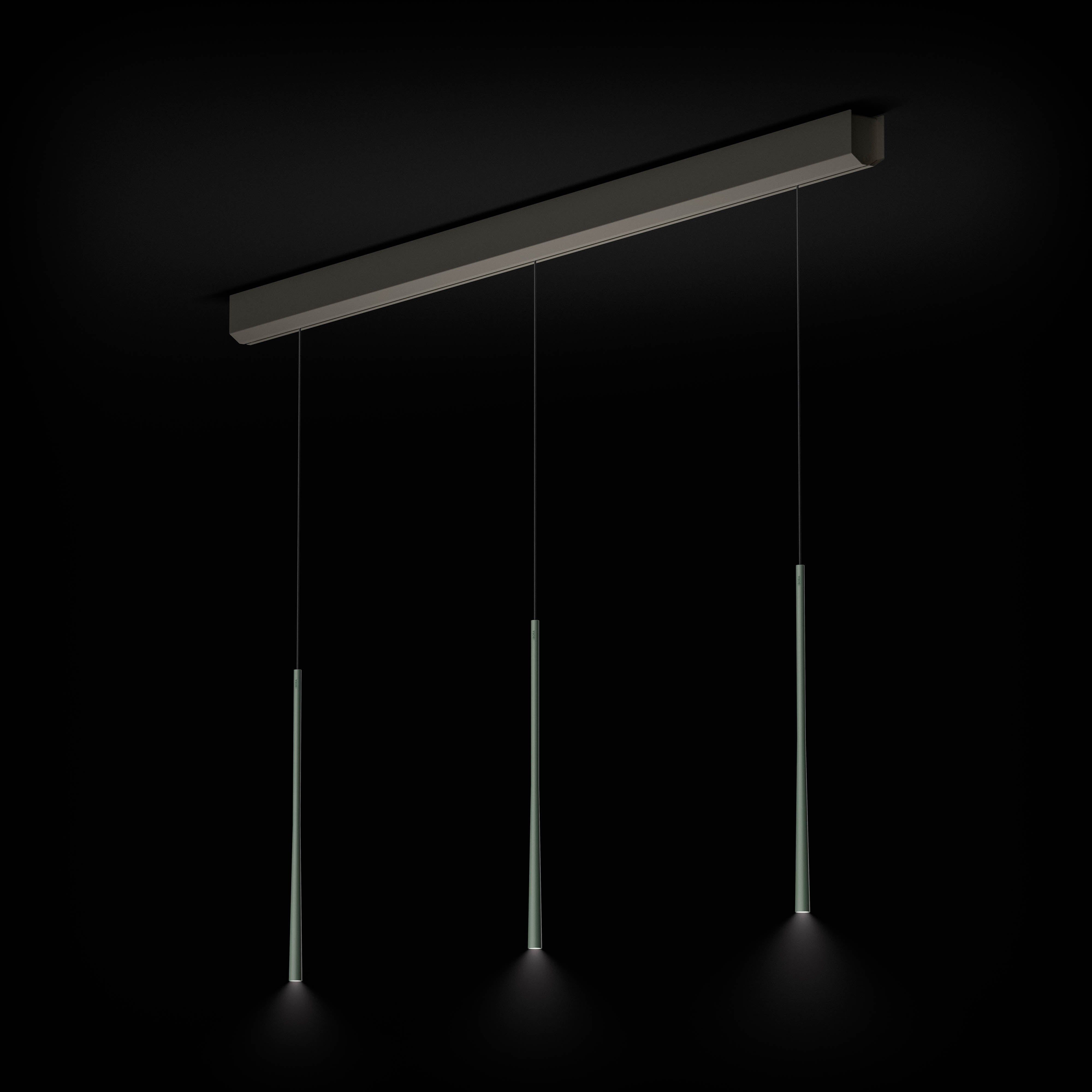 Stars - Lampe à suspension 3 lampes à disposition linéaire - vert mousse