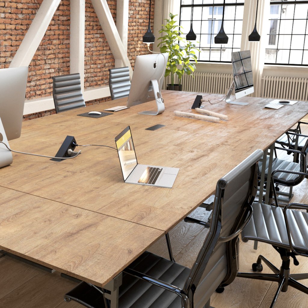 Bloc 2 prises + 2 USB (2A - 5V) CIZO affleurant à encastrer dans le plan de travail de 5 à 40mm (avec une réhausse incluse) - finition noir mat (RAL 9005) - 16 A - 230V - 2P+T