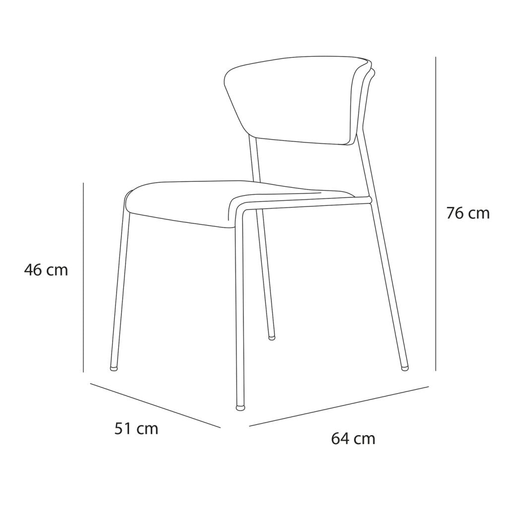 Chaise AGATHA-Structure Laiton satiné- Dossier et assise écopelle noir