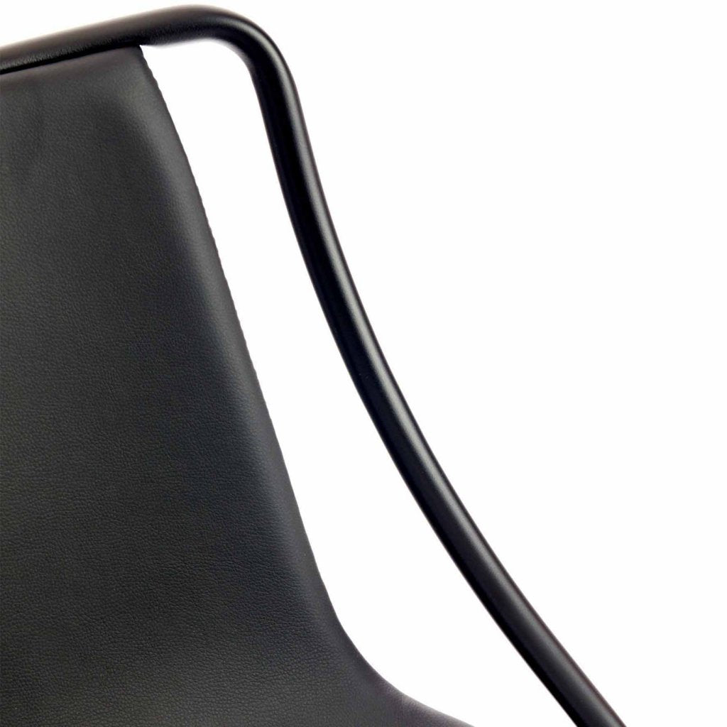 Chaise en tissu 'ecopelle' LOLA vintage Noir , structure acier noir rugueux