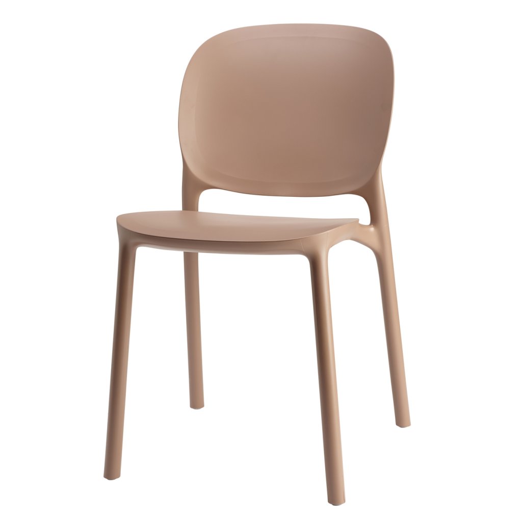 Chaise SYLIA- Entièrement en technopolymère PCR Caramel-Sans accoudoirs (Lot de 2)