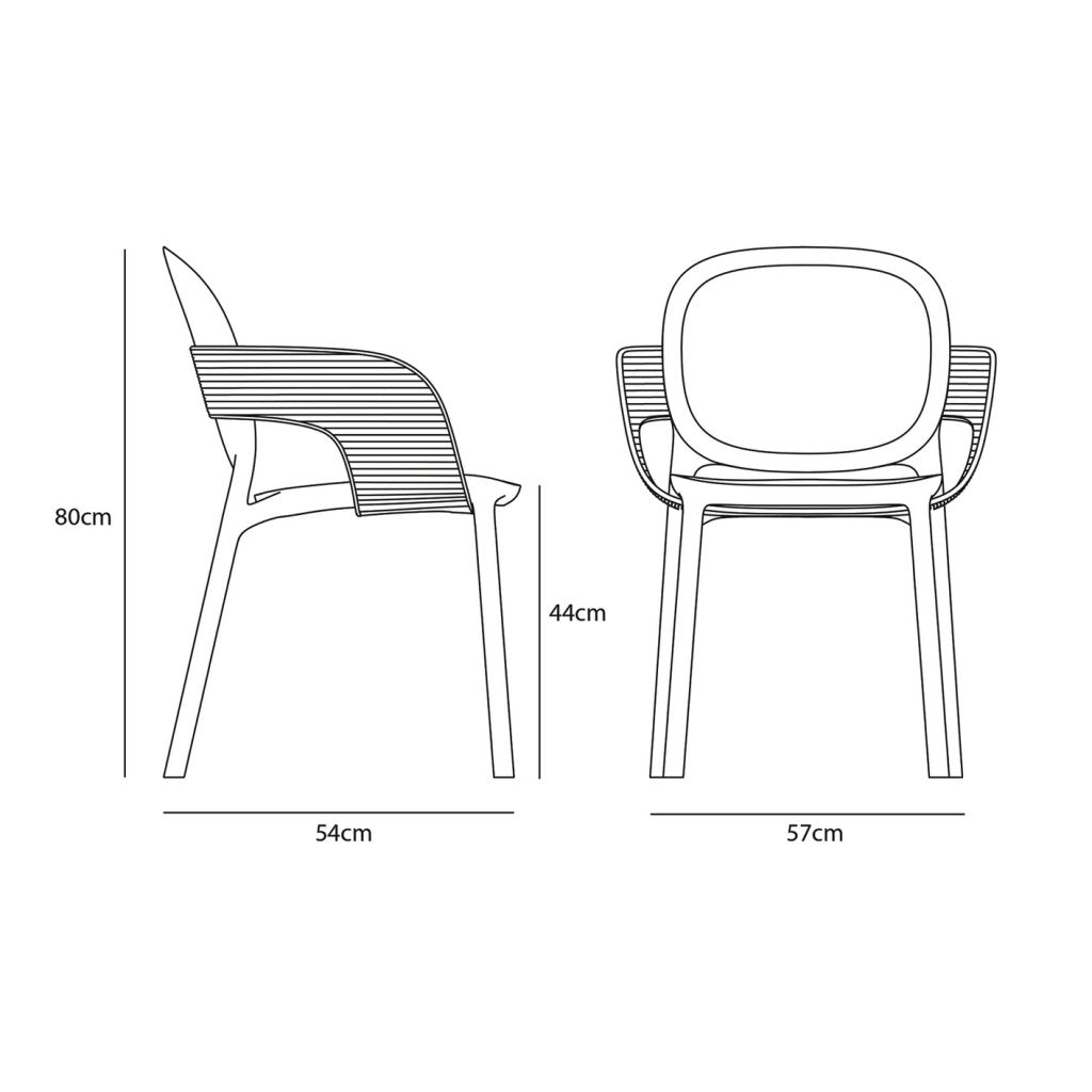Chaise SYLIA- Entièrement en technopolymère PCR.Vert olive-Avec accoudoirs