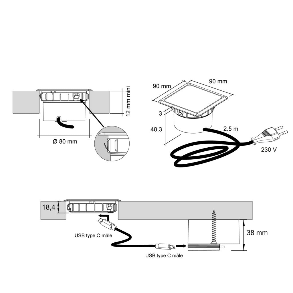 Chargeur à induction ORION - Finition noir mat