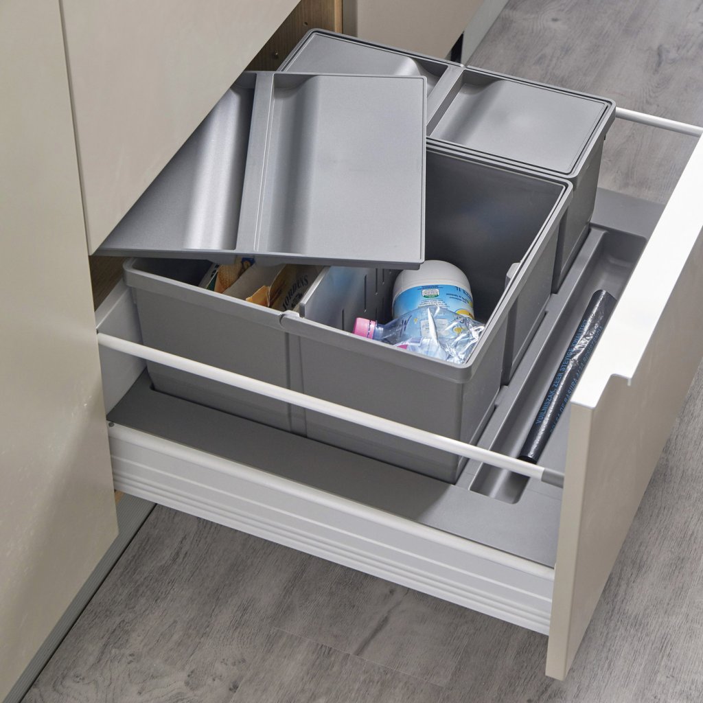 Collecteur composé de 2 seaux avec couvercles : 1 x 26L + 1 x 11L - pour tiroir de 600mm - H. 277mm - MSA 4937