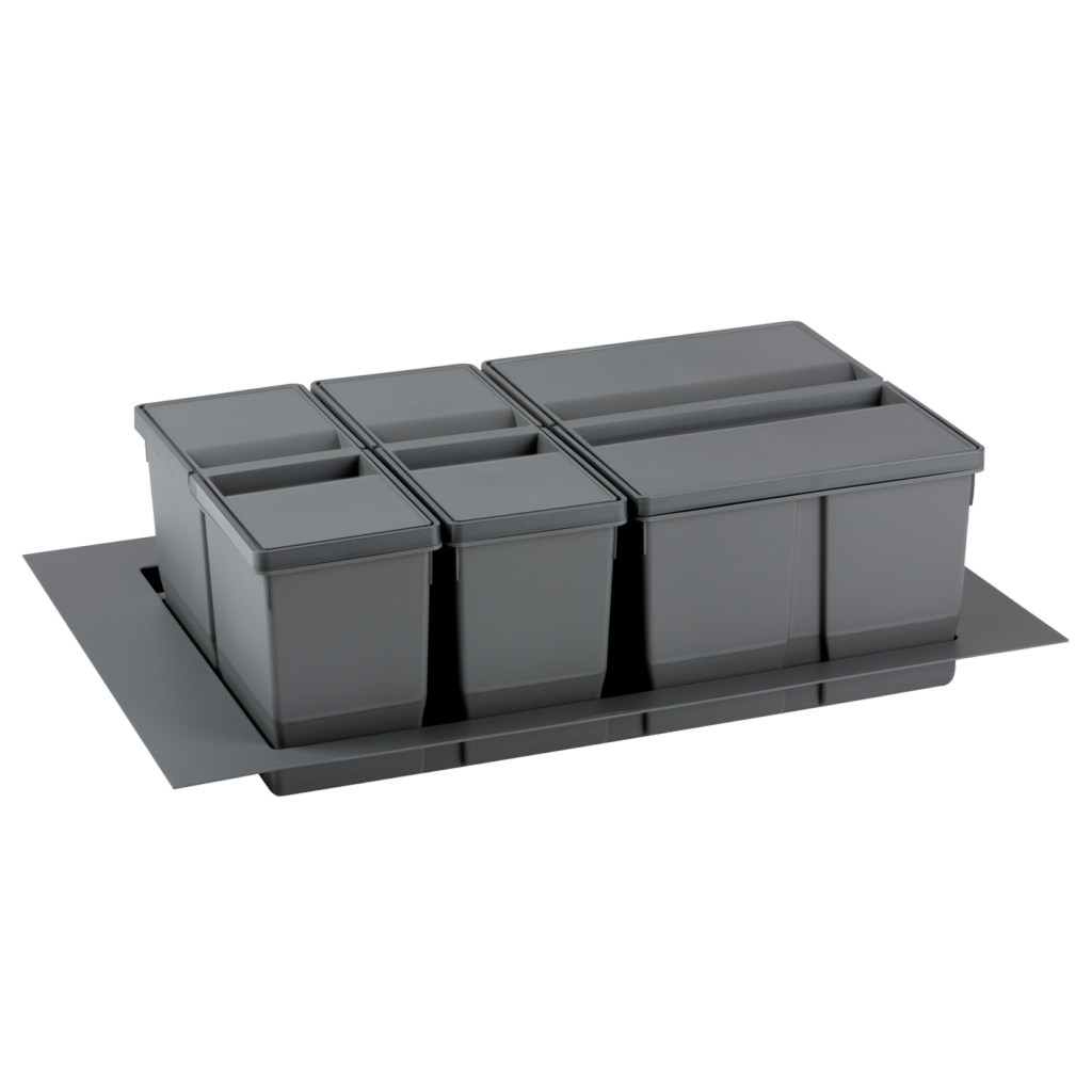 Collecteur composé de 3 seaux avec couvercles : 1 x 20L + 2 x 9L et d'1 séparateur de bac - pour tiroir de 800mm - H. 209mm - MSA 4938