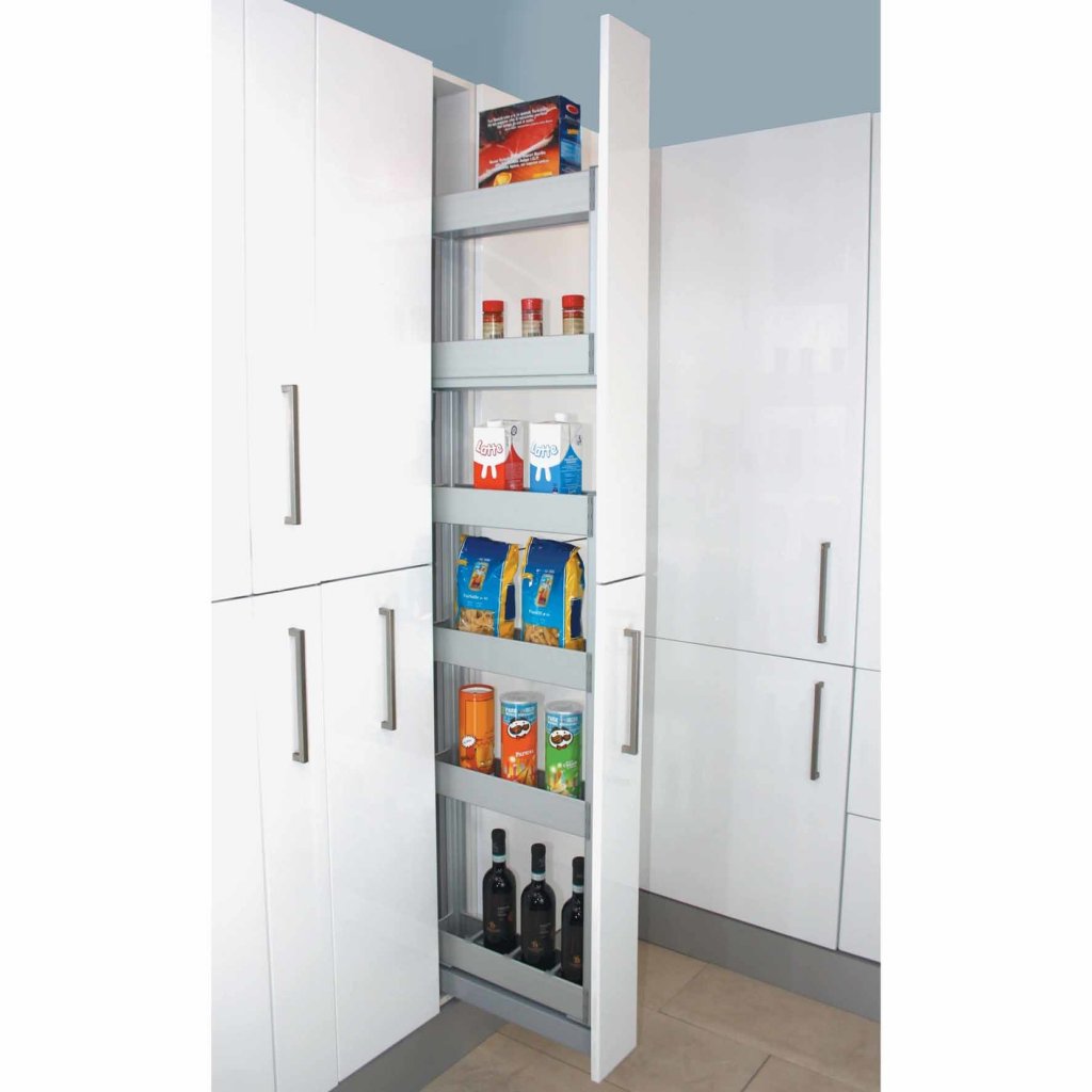 Colonne extractible 6 paniers pour meuble de 300mm - hauteur interne de 1730mm - finition aluminium