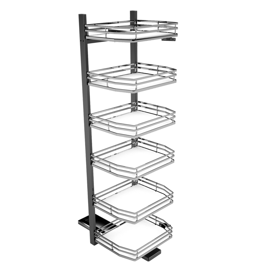 Colonne extractible hauteur interne finition chrome pour meuble de 450 mm