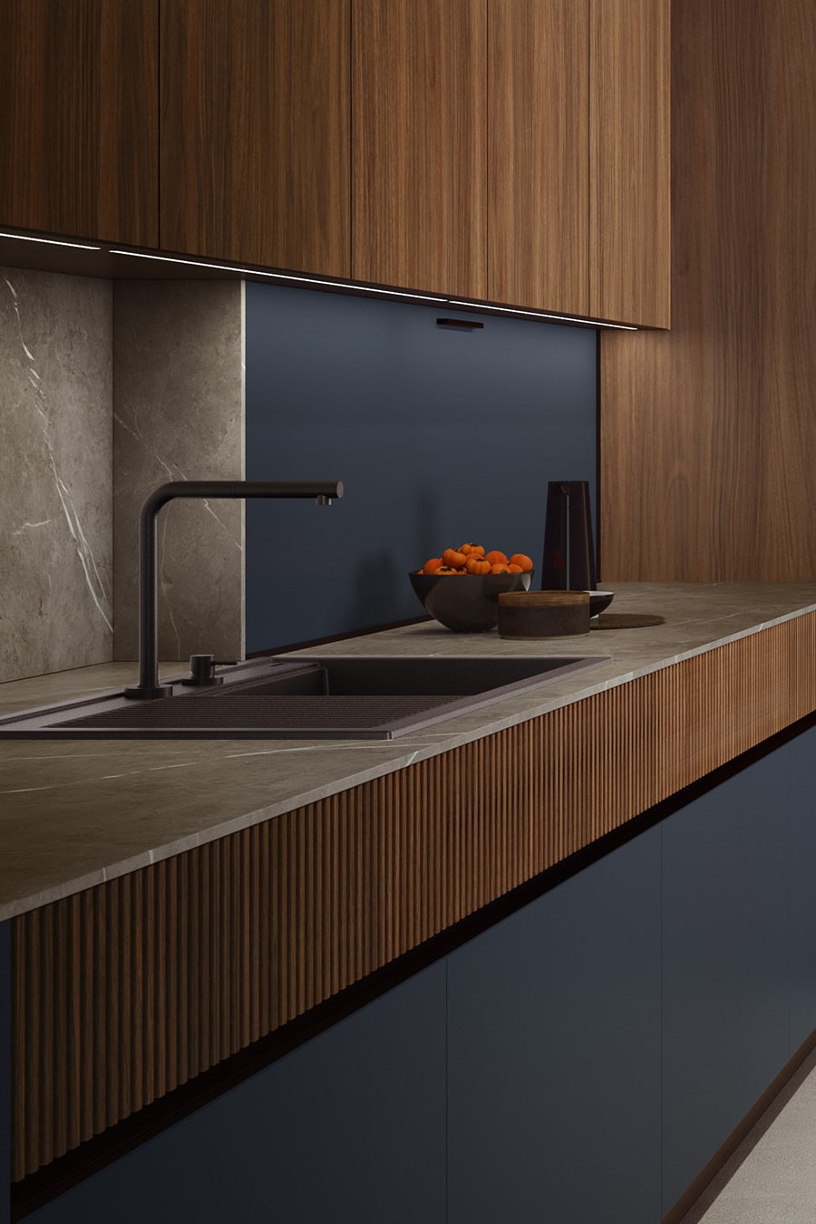 Cuisine RIGA Armony avec façade placage bois