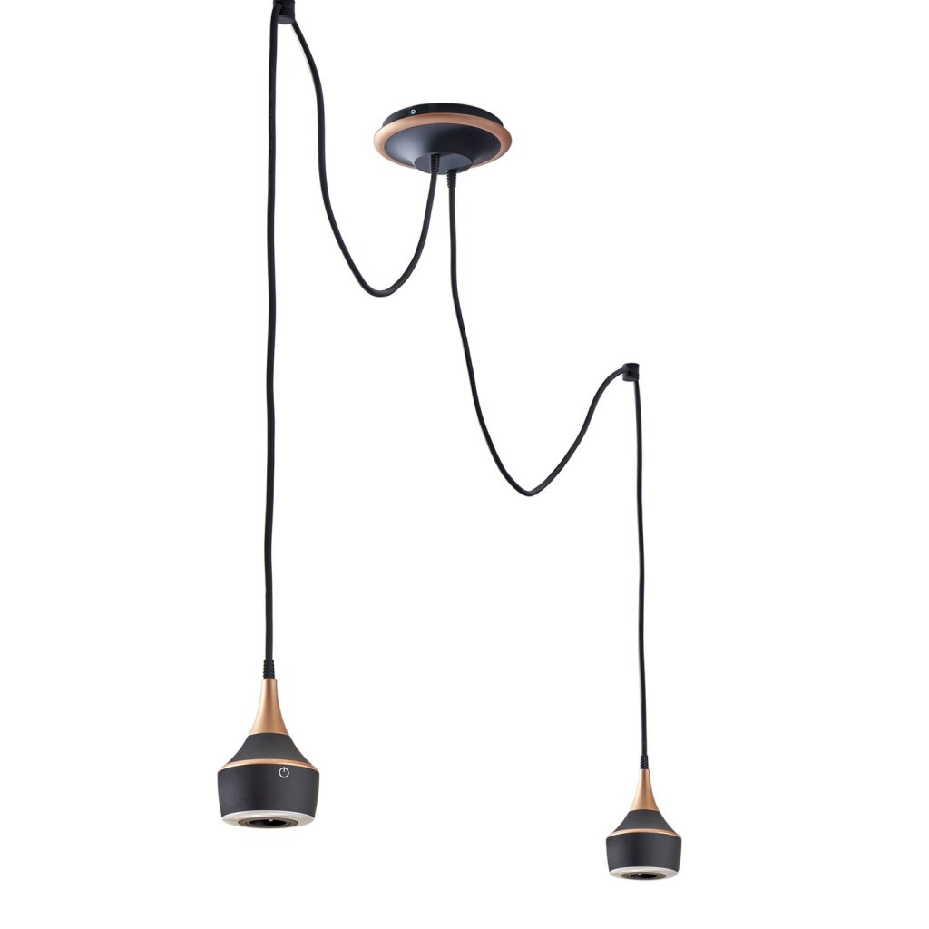 Double suspension MERCURY Cuivre mat-2x16A-Eclairage 2x5W