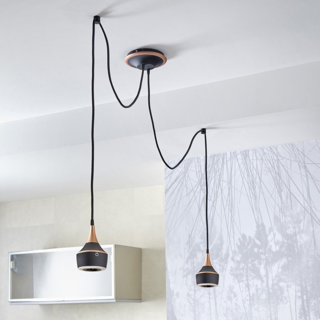 Double suspension MERCURY Cuivre mat-2x16A-Eclairage 2x5W