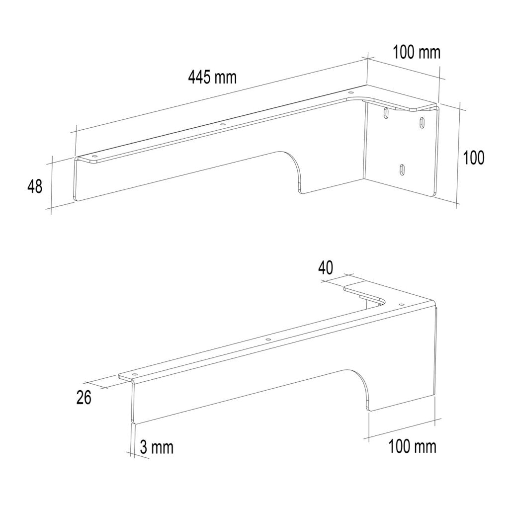 Equerres en acier zingué FIXPAK- Epaisseur 3mm- Longueur 445mm- Kit de 2 pièces