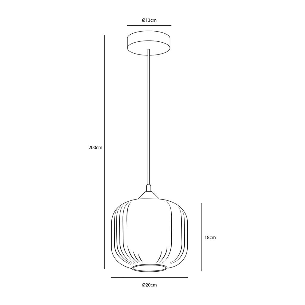 Suspension HOCHI-Monture en métal noir-Diffuseur en verre soufflé ambre