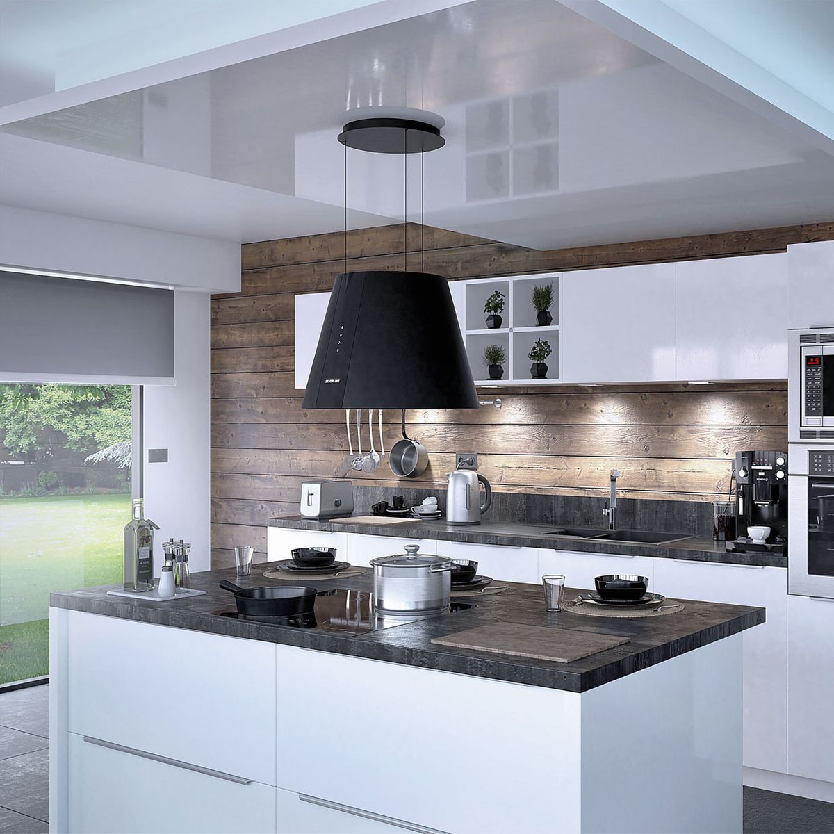 Hotte en îlot Silverline Pure Plus 50 cm coloris Noir mat (recyclage)