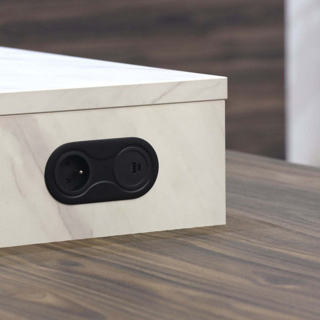 Bloc prises INFINI sans clapet - Finition Noir - 1 prise 16A-230V-3680W maxi + USB-A + USB-C