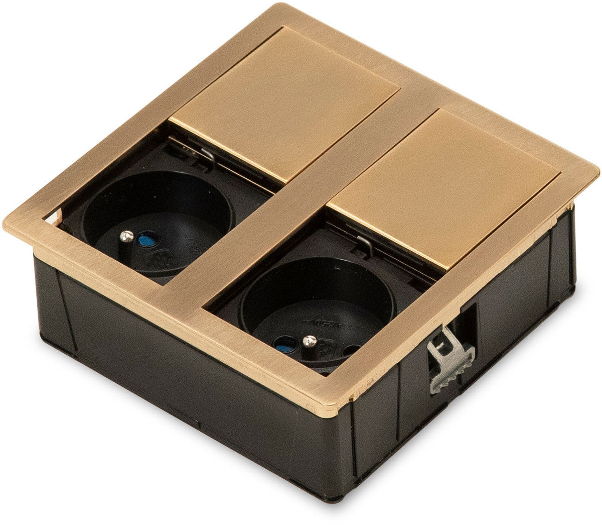 Prise carrée à encastrer TSUNO coloris Doré 2 prises