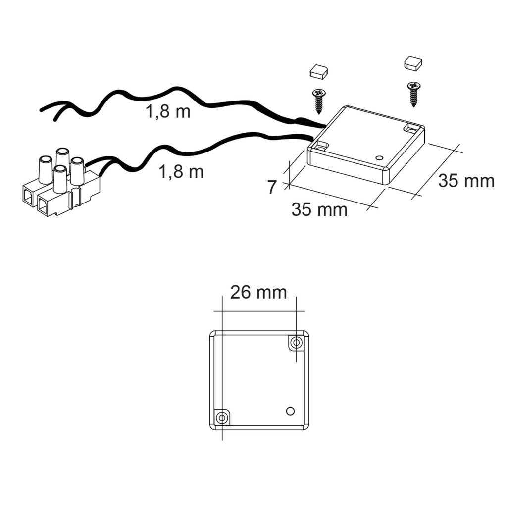 Kit 2 spots bibliothèque HALO-2W-12V DC-4000K-System connect light-Avec interrupteur tactile