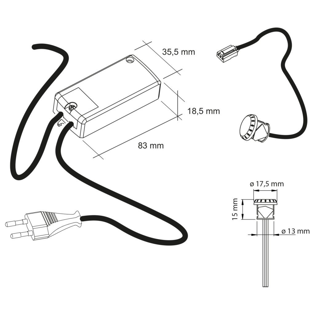 Kit 3 spots bibliothèque HALO-2W-12V DC-4000K-System connect light