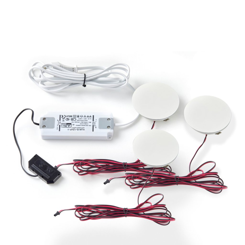Kit 3 spots bibliothèque HALO-2W-12V DC-4000K-System connect light