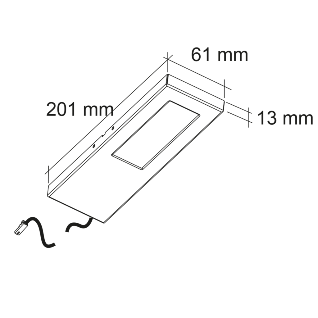 Kit de 2 profils LED (200 x 60 x 13) dont 1 avec interrupteur à bouton poussoir et 1 convertisseur - finition inox brossé - puissance 5,2W / 400lm - 12VDC - 3000K