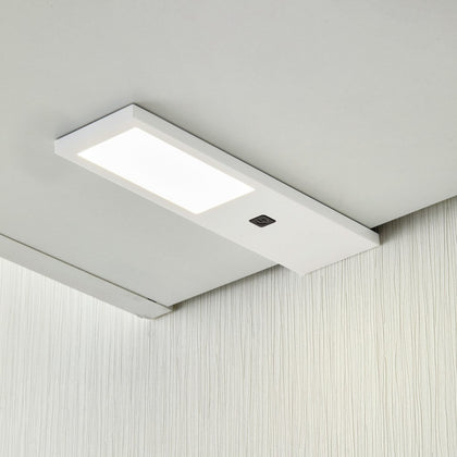 Kit de 2 profils LED extra-plats (175 x 50 x 7) dont 1 avec interrupteur et 1 convertisseur - finition blanc mat - puissance 4W / 240lm - 12VDC - 4000K