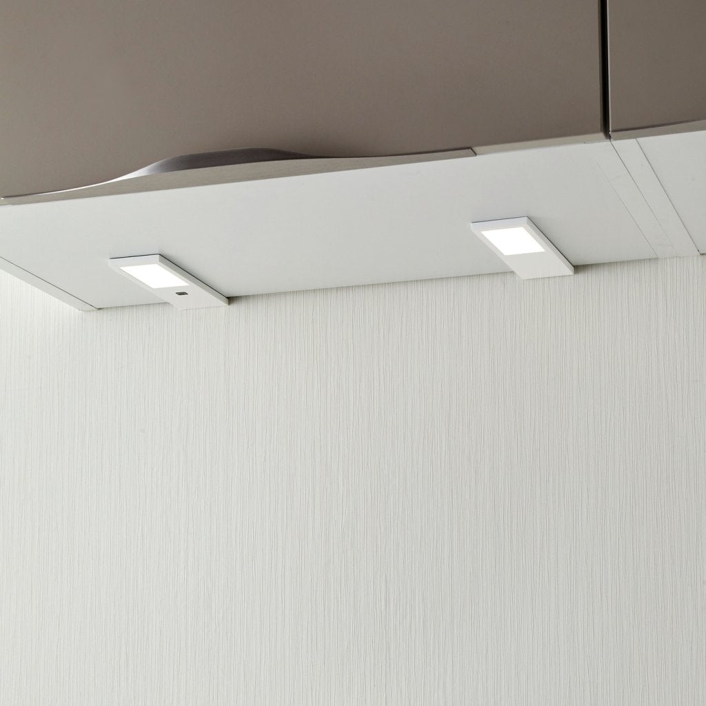 Kit de 2 profils LED extra-plats (175 x 50 x 7) dont 1 avec interrupteur et 1 convertisseur - finition blanc mat - puissance 4W / 240lm - 12VDC - 4000K