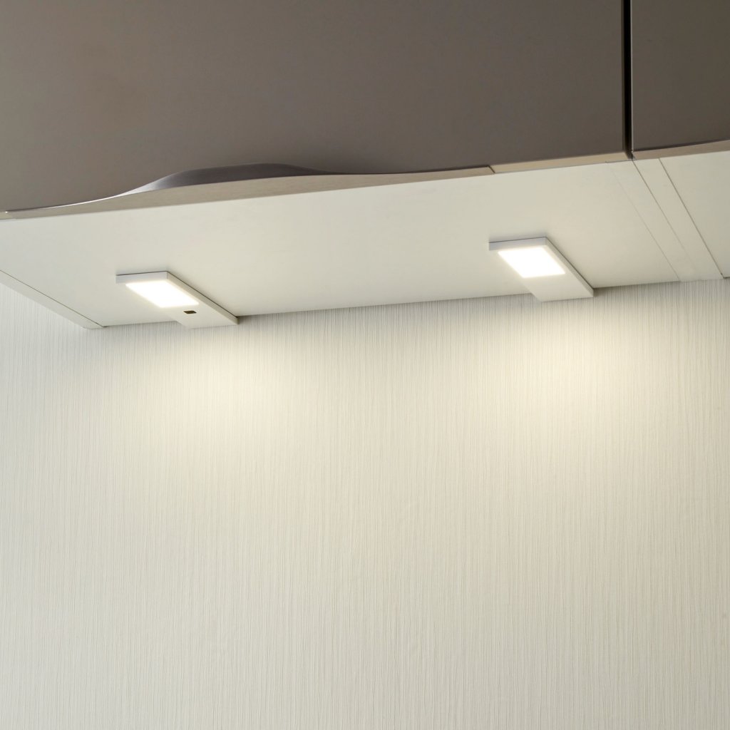 Kit de 2 profils LED extra-plats (175 x 50 x 7) dont 1 avec interrupteur et 1 convertisseur - finition blanc mat - puissance 4W / 240lm - 12VDC - 4000K