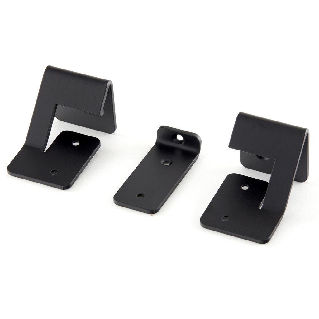 Kit de 2 supports étagère IZO avec 1 pièce centrale-Finition Noir mat-Ep.19mm