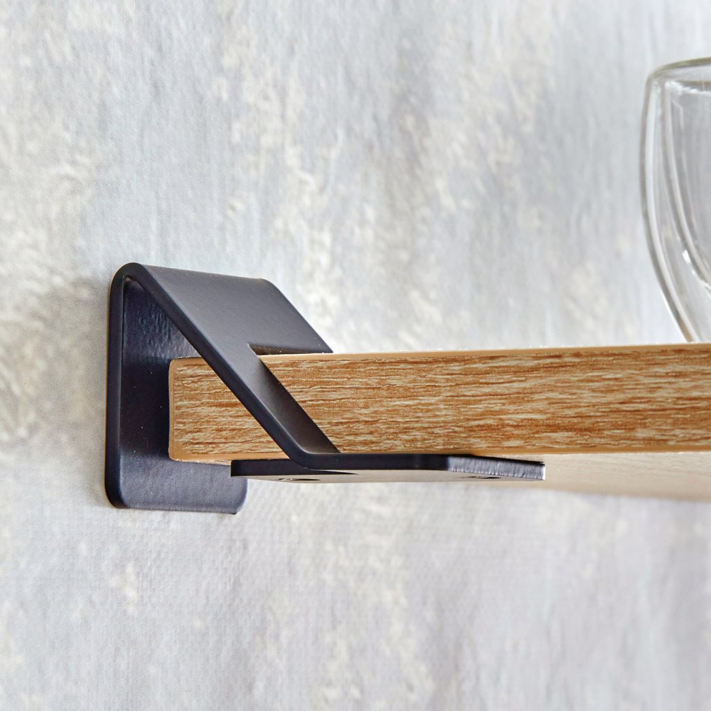 Kit de 2 supports étagère IZO avec 1 pièce centrale-Finition Noir mat-Ep.19mm