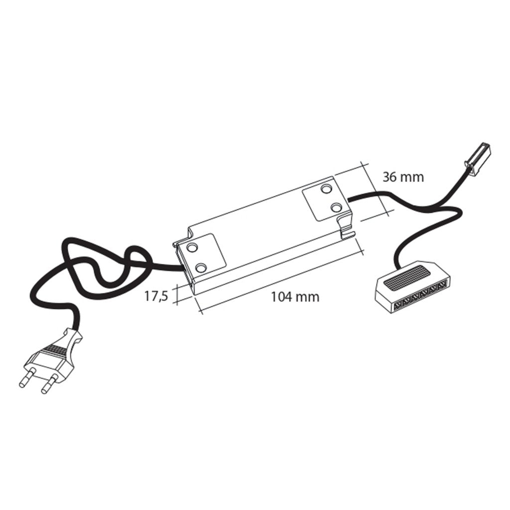 Kit de 3 profils LED extra-plat (200x61,5x9mm) dont 1 profil avec interrupteur et 1 convertisseur - finition inox brossé - puissance 6W / 560lm- 12V DC - 3300 K
