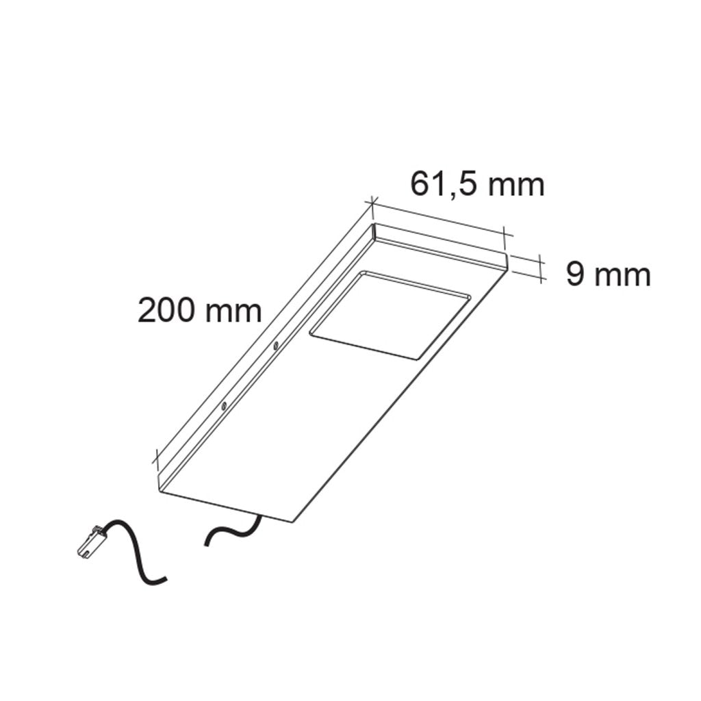 Kit de 3 profils LED extra-plat (200x61,5x9mm) dont 1 profil avec interrupteur et 1 convertisseur - finition inox brossé - puissance 6W / 560lm- 12V DC - 3300 K