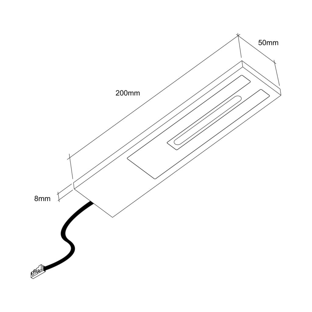 Kit de 3 profils ONE LED extra-plat Noir mat (200x50x8mm) dont 1 avec interrupteur infrarouge et variateur de température de couleur