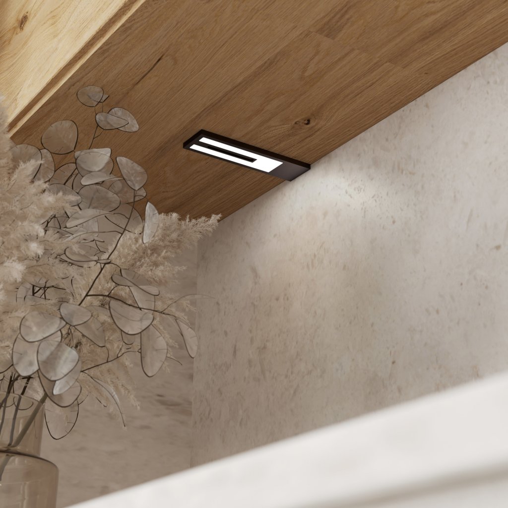 Kit de 3 profils ONE LED extra-plat Noir mat (200x50x8mm) dont 1 avec interrupteur infrarouge et variateur de température de couleur