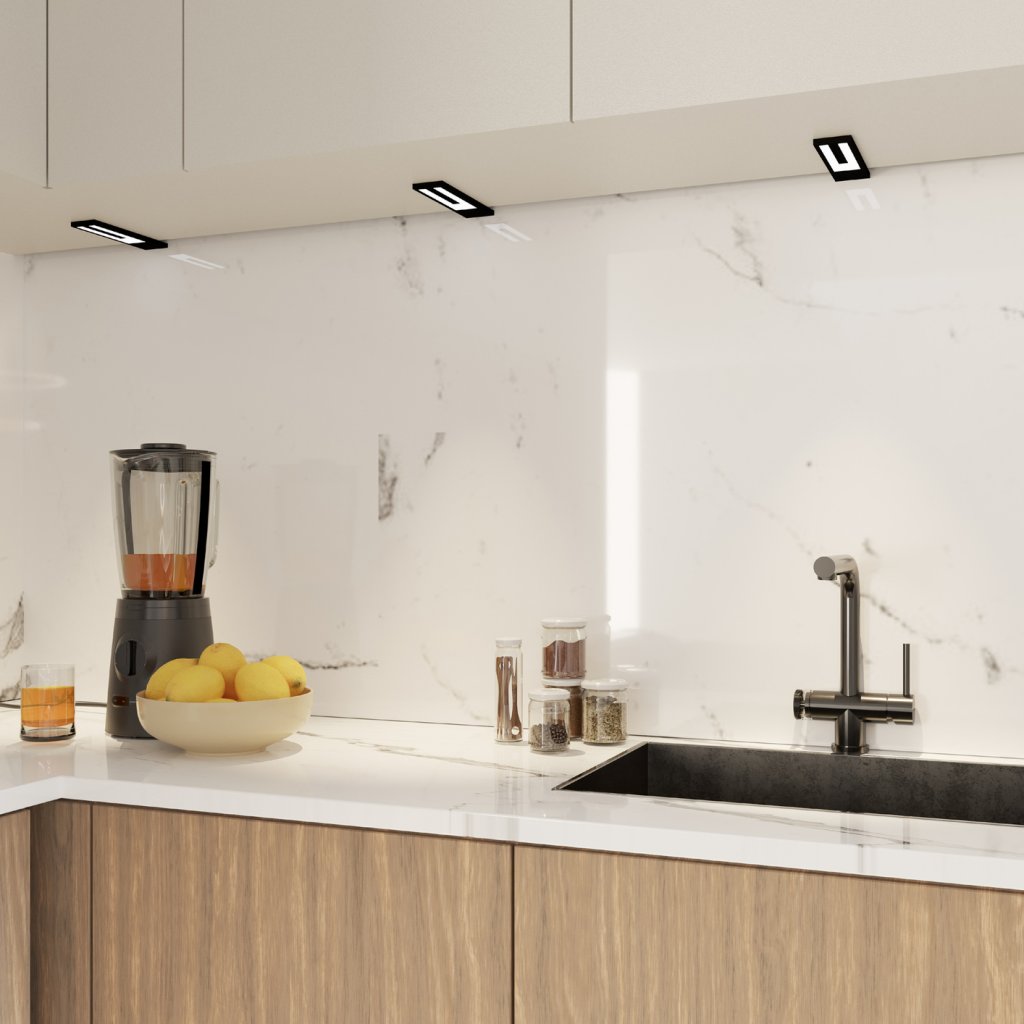 Kit de 3 profils ONE LED extra-plat Noir mat (200x50x8mm) dont 1 avec interrupteur infrarouge et variateur de température de couleur