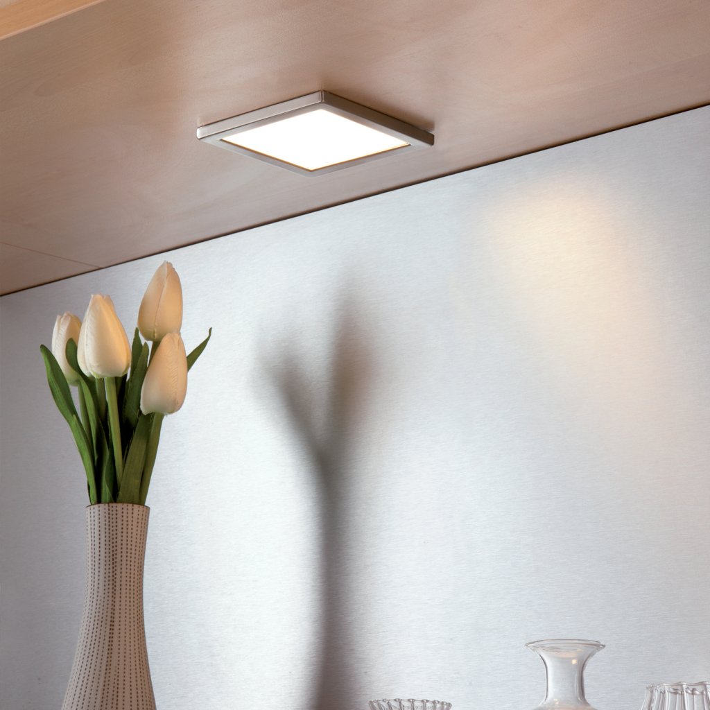 Kit de 3 spots LED L9050 et 1 convertisseur - finition inox brossé - puissance 5,4W / 420lm - 12VDC - 3000K