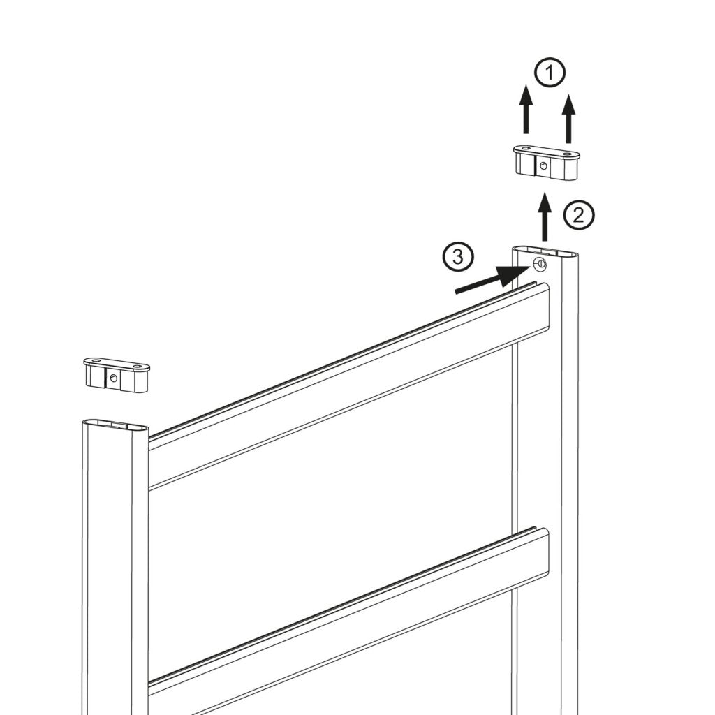 Kit étagère de crédence en aluminium composé d'1 structure, d'1 étagère de 550mm de largeur, d'1 porte-rouleau et de 3 crochets - L. 600 x P. 140 x H. 421mm - finition noir mat