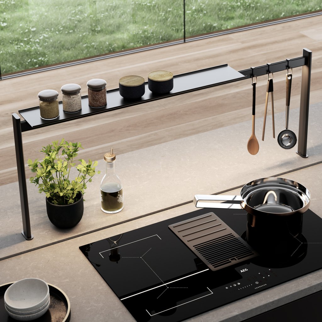 Kit étagère de crédence NOIR - L. 900mm