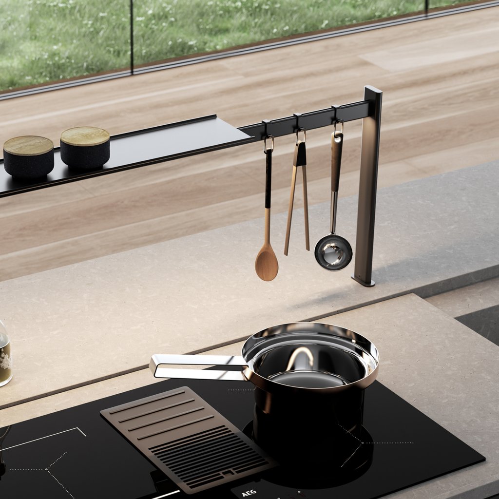 Kit étagère de crédence NOIR - L. 900mm