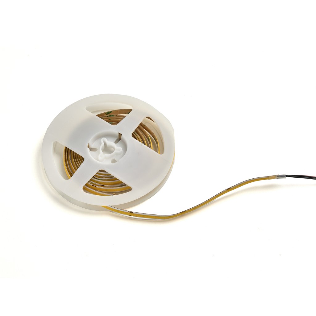 Kit LED COB flexible en rouleau de 5m avec son convertisseur 30W et son câble d'alimentation de 1m - 3000K (blanc chaud) -5W/m