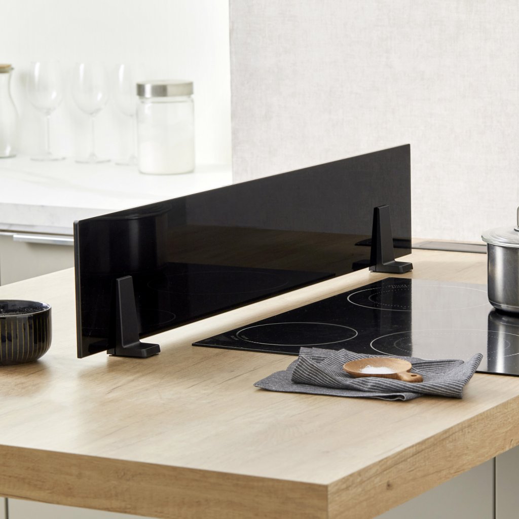 Kit séparateur îlot verre noir amovible-900x55x170mm