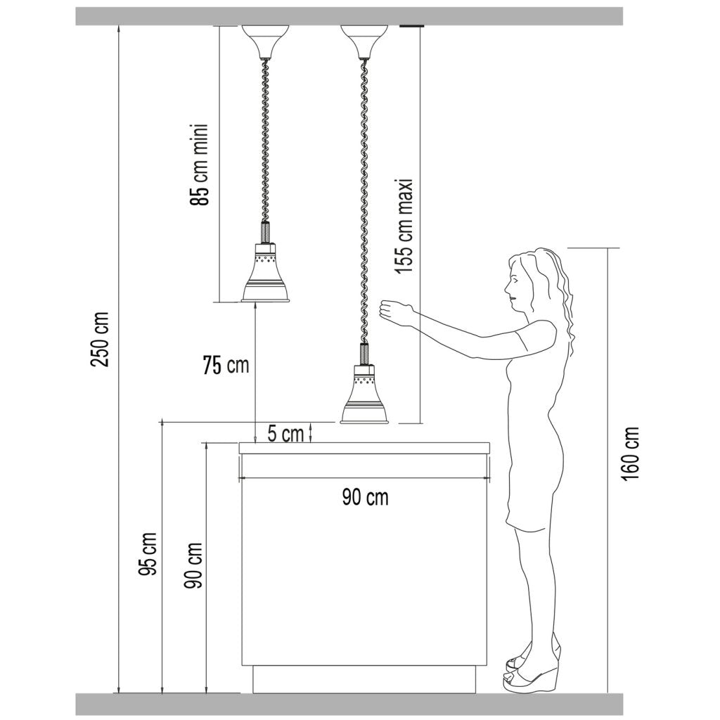 Lampe chauffe-plat SOLAR avec lampe E27 infrarouge incluse de 250W avec interrupteur. Finition noir mat