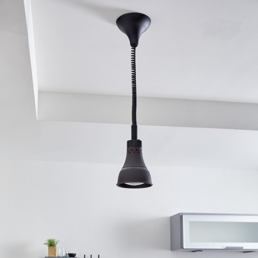 Lampe chauffe-plat SOLAR avec lampe E27 infrarouge incluse de 250W avec interrupteur. Finition noir mat